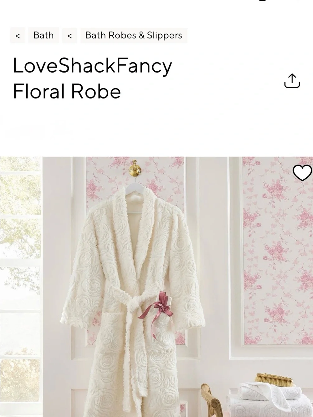 LoveShackFancy Cream Floral Textured Robe